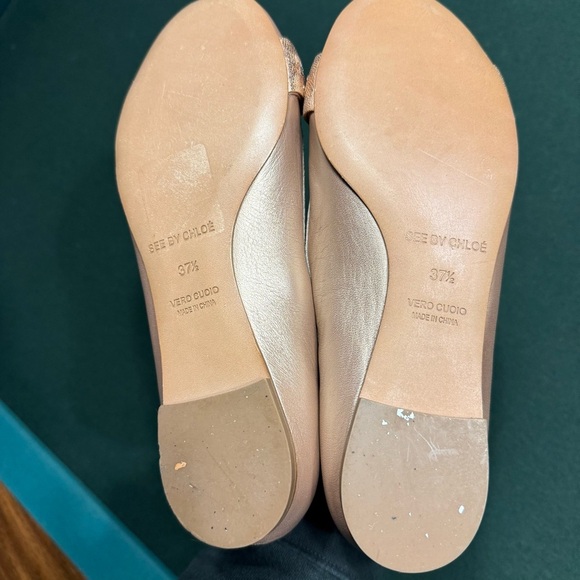See by Chloe Women's Tan metallic Leather Flats size 37.5 - Picture 4 of 9